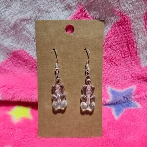 Clear/Transparent Gummy Bear Silver Drop/Dangle Earrings
